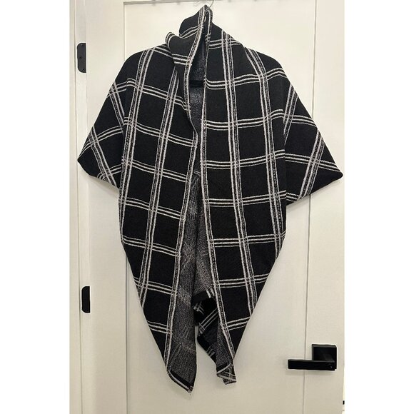 Moth by Anthropologie Black Check Kimono Cocoon Cardigan/Shrug, Size Small - Picture 1 of 8